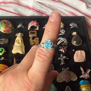 Blue Rose Silver Ring